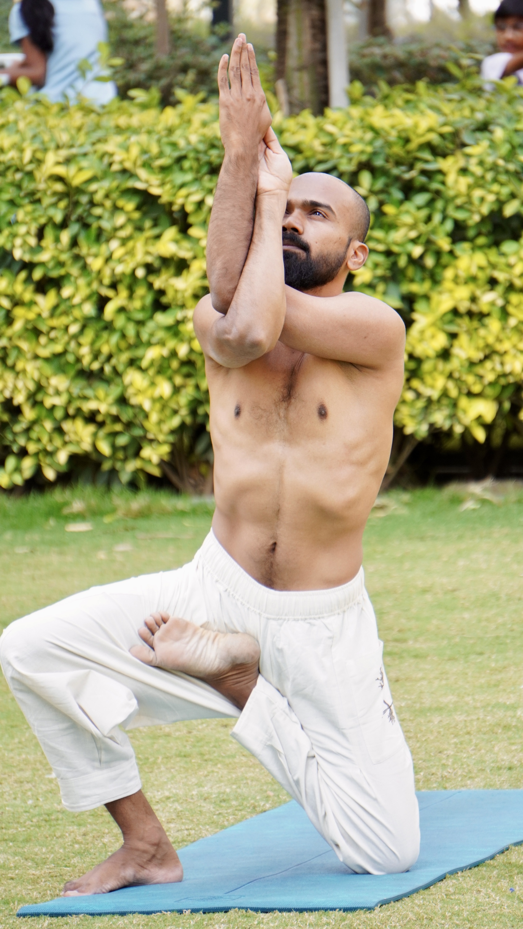 Ravindra Kanawade practicing yoga outdoors